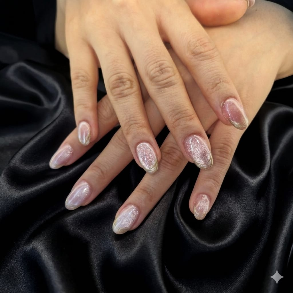 Aplicación de acrílico con efecto cat eye