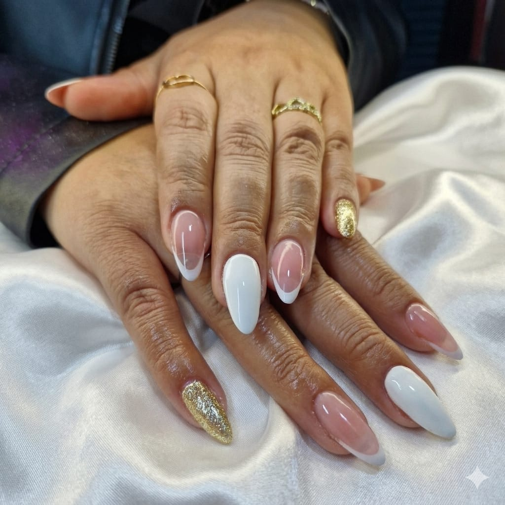 Soft gel con diseño dorado
