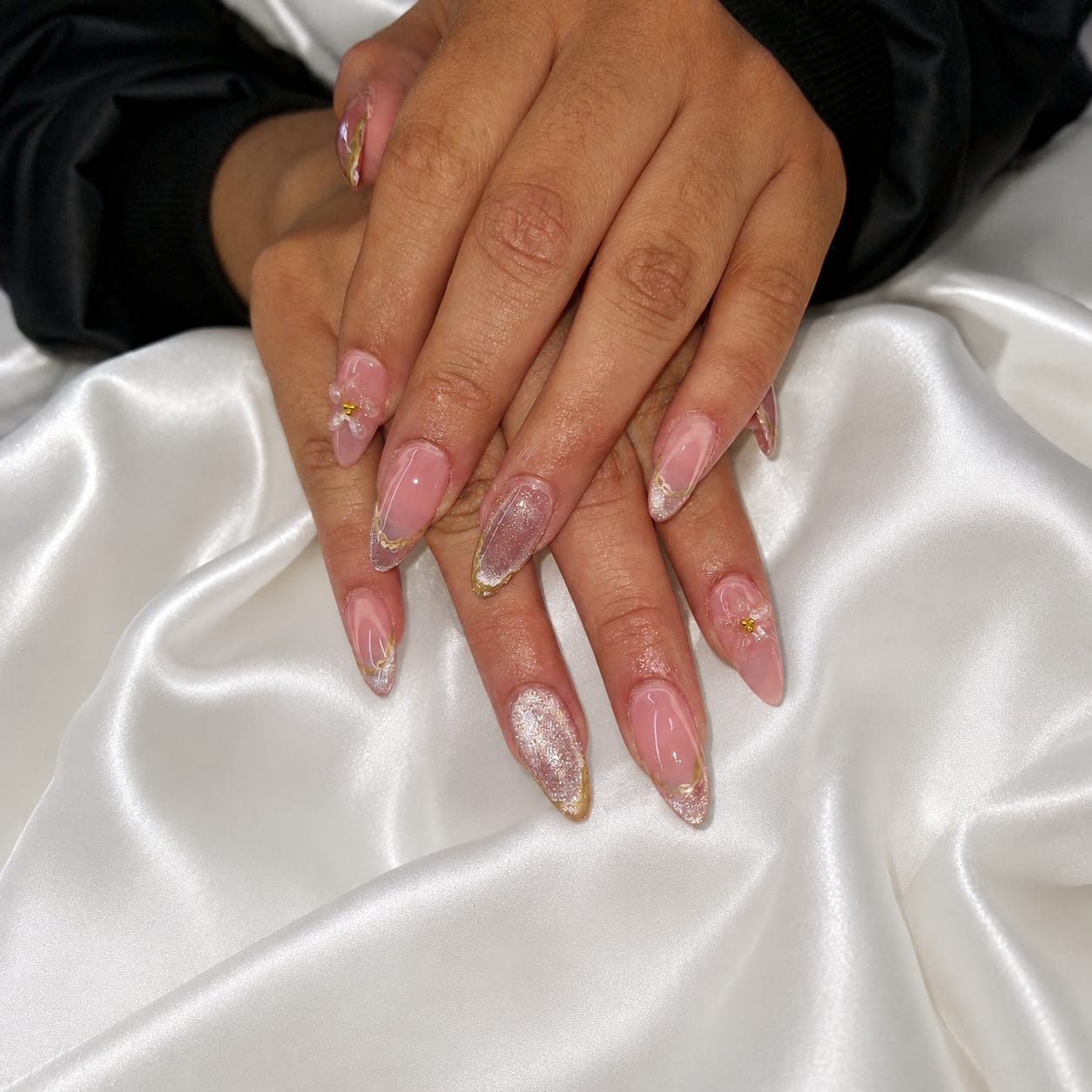 Soft gel con diseño de flor rosa